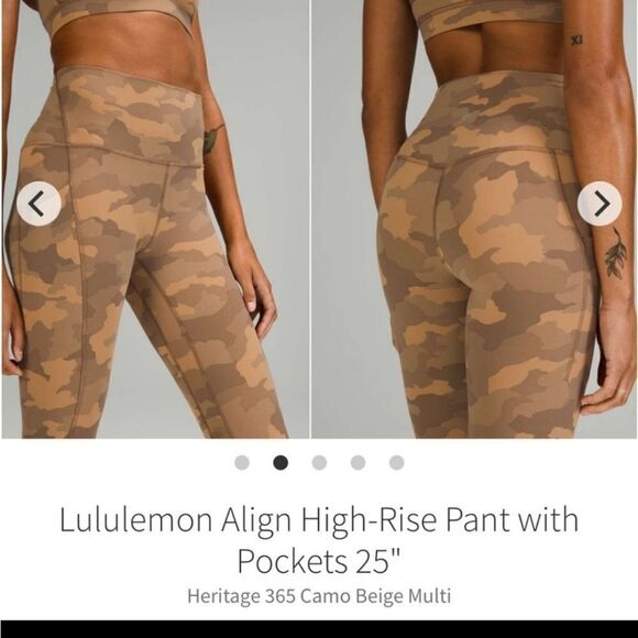 Nwt Lululemon Heritage Tan Camo Align HR Pant with Pockets Size 18 - Picture 3 of 10